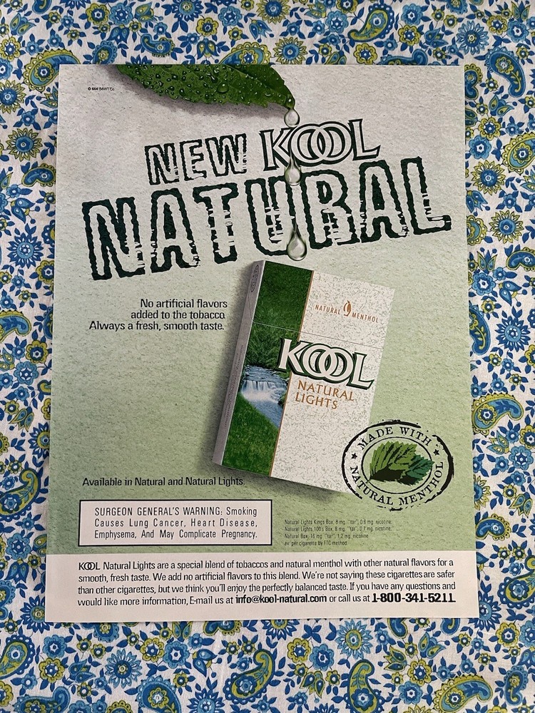 Vintage 1998 Kool Cigarettes Print Ad New Kool Natural Lights