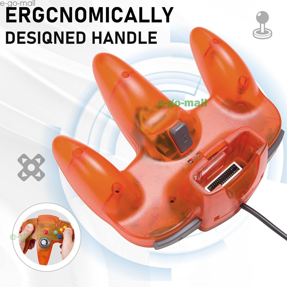 Wired N64 Controller Joystick Replacement For Nintendo 64 Console Clear Orange