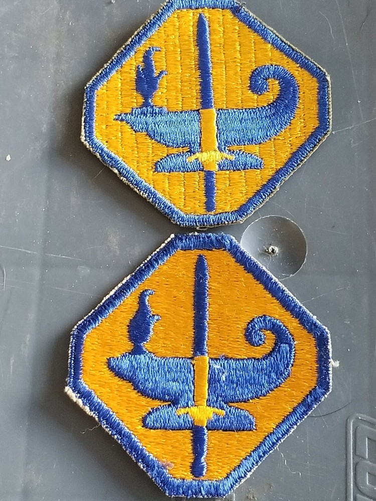 WWII US Army ATSP NICE Cornrow Weave Variation Cut Edge Shoulder Patch Set x2