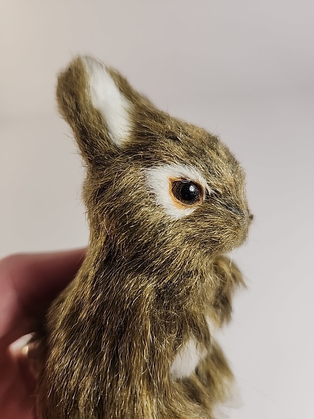 Vintage Realistic Rabbit Bunny Figure Easter Spring Faux Fur 4" Brown
