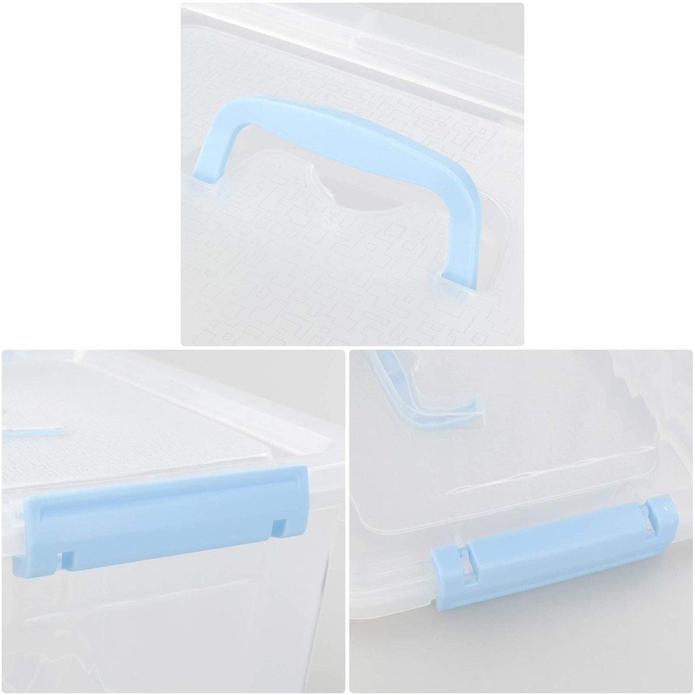 2-Pack 12-Quart & 6-Quart Lidded Storage Bin Plastic Latching Container