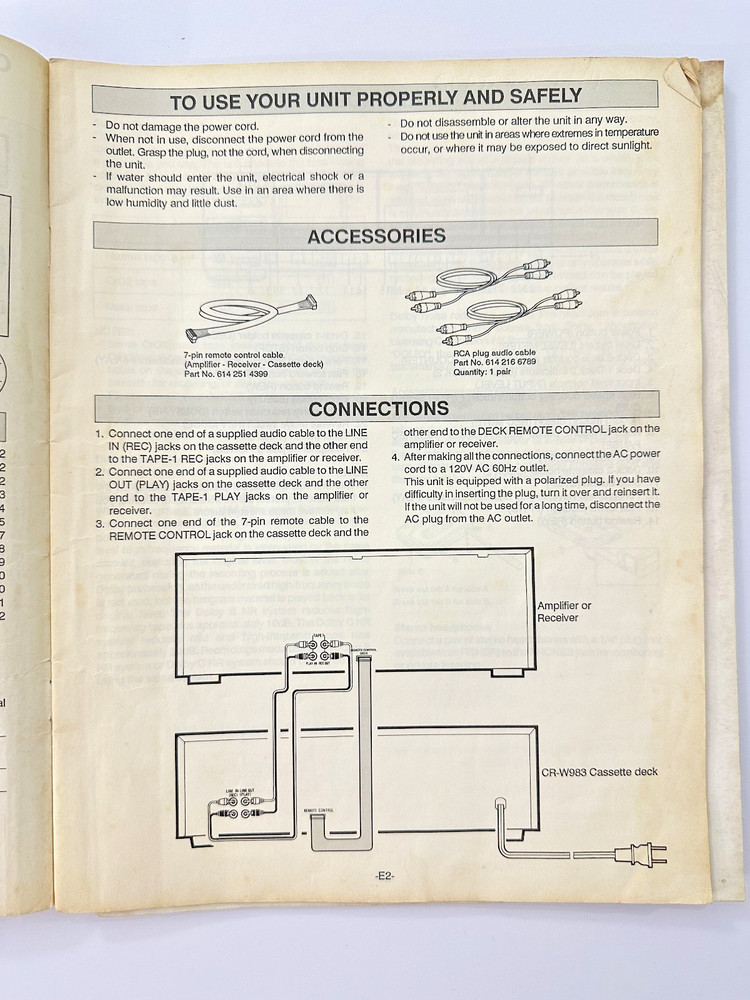 Fisher CR-W983 Cassette Deck Operating Instructions User Manual Bilingual