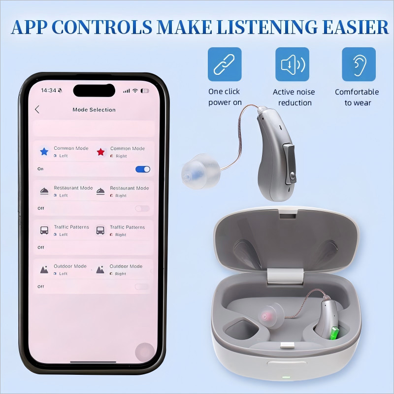 Hearing Aids Bluetooth APP Streaming Enabled Rechargeable Noise Canceling Pair