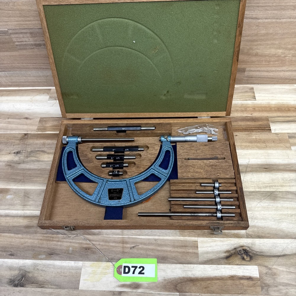 FOWLER - 0-5" .001" Micrometer Set in wood box (D72)