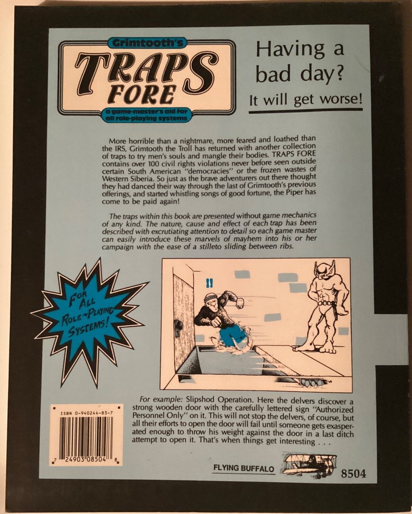 Grimtooth’s Traps Fore 2nd Ed MINT Flying Buffalo AD&D D&D Generic Supplement