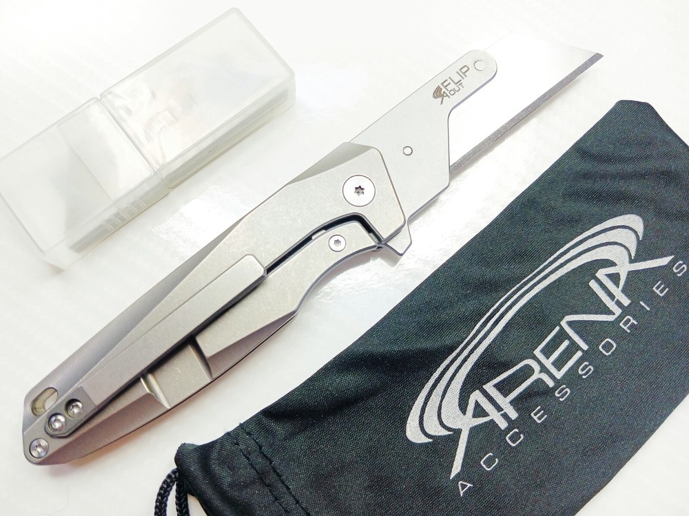 Titanium Replaceable Razor Utility Blade Pocket Knife FrameLock Ball Bearing EDC