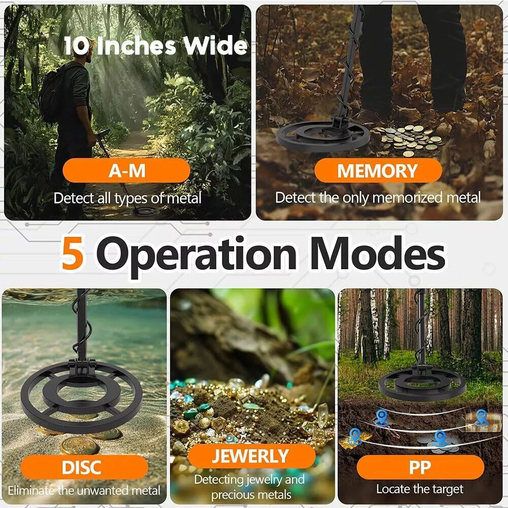 Beginner Metal Detector - Auto Iron Filter,4 Modes,LCD & Audio Alerts