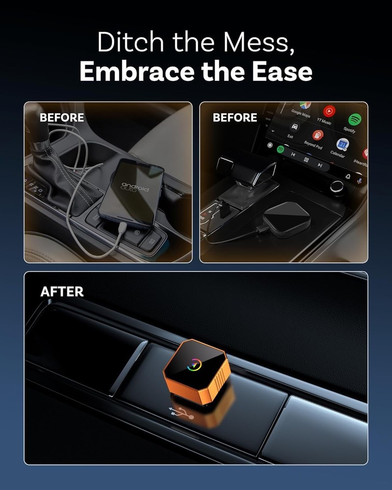 2026 Mini Wireless CarPlay Adapter Wired to Wireless for CarPlay & Android Auto