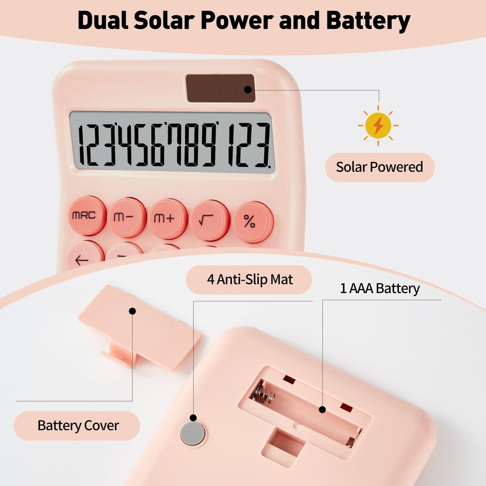 Small Desktop Calculator with LCD Large Display and Sensitive Button, Dual So...
