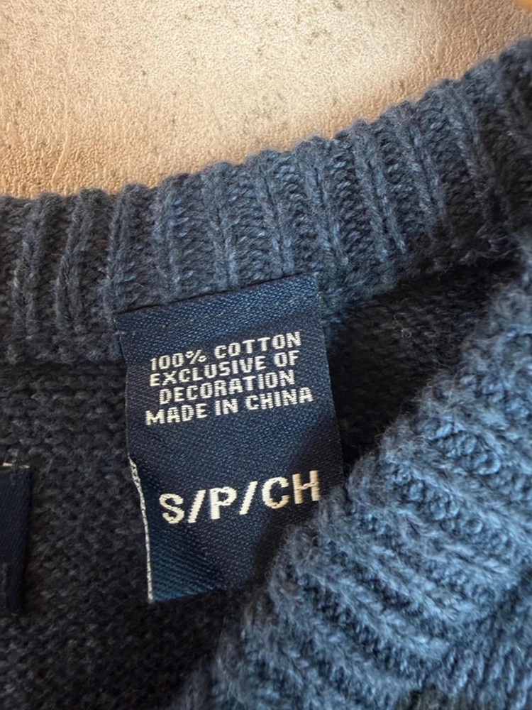 Chaps Blue Patterned Knit Sweater Vest – Size S