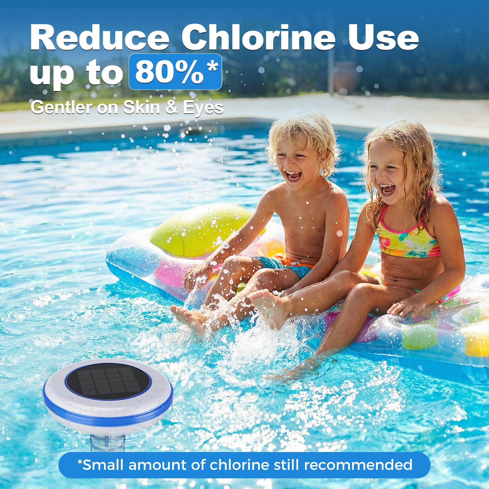 Solar Pool Ionizer Chlorine-Free Water Purifier Up to 45,000 Gal Pool Cleaner