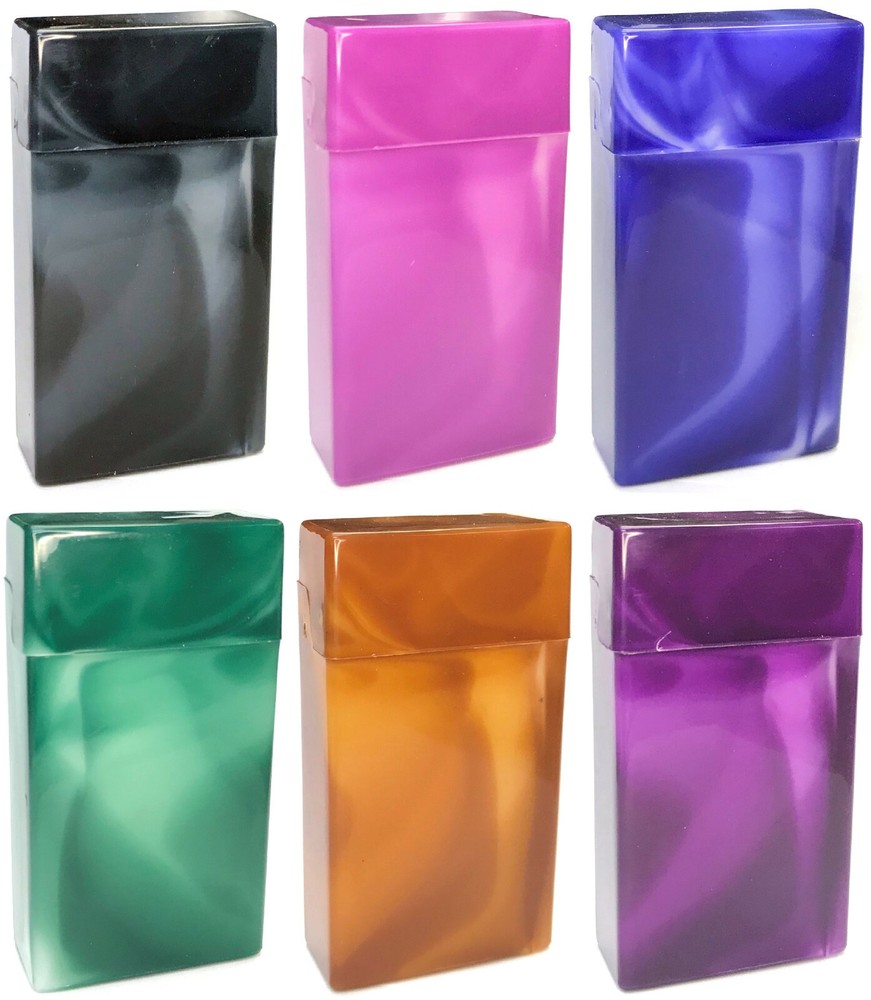Eclipse Glossy Marble Hard Plastic Crushproof Cigarette Case, 4ct, 100s, 3115M