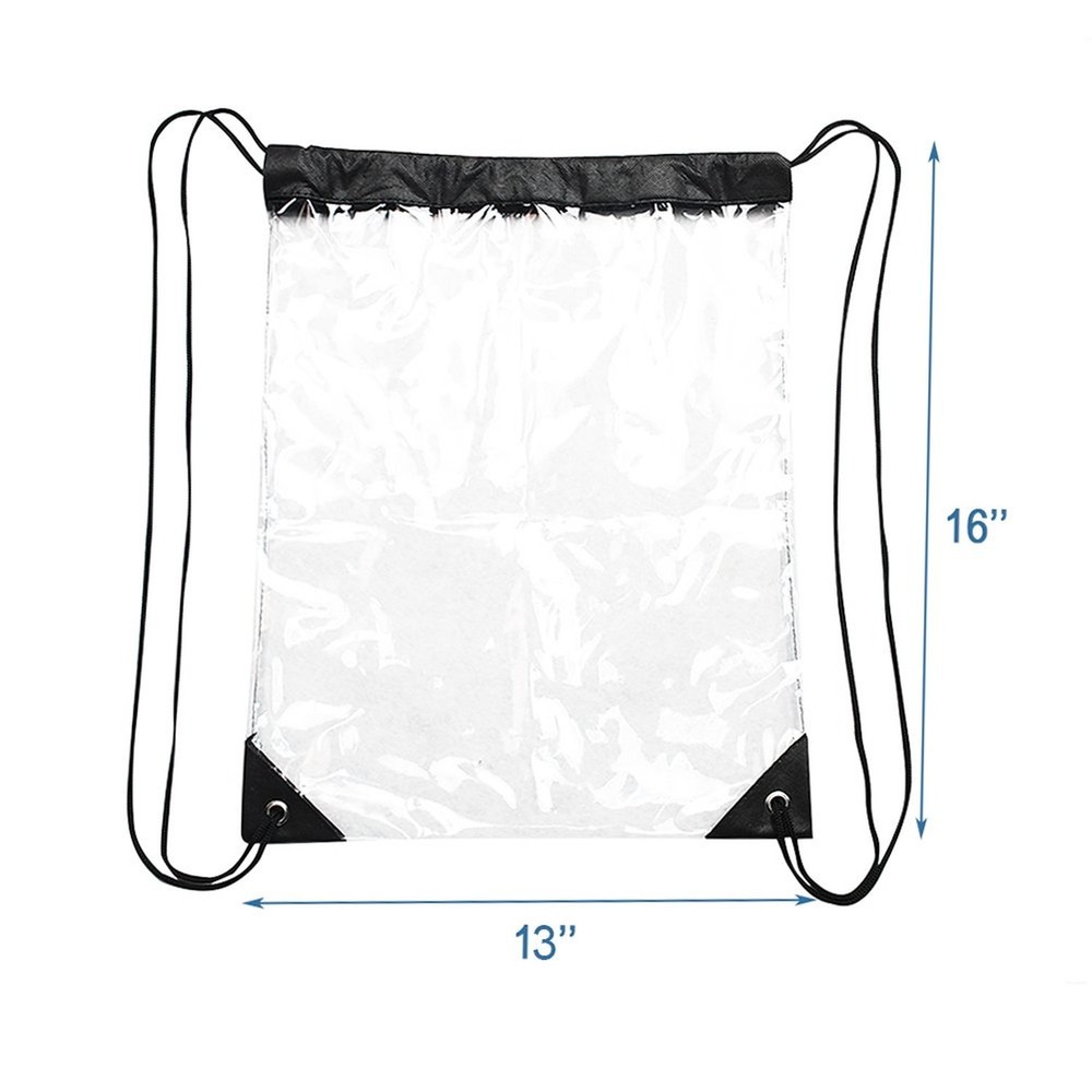 Clear Drawstring Bag Waterproof Stadium Drawstring Backpack Black