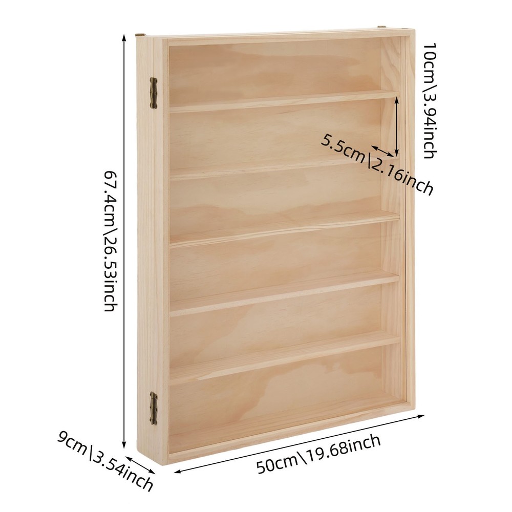 Minifigures Display Case 6 Tier Miniature Solid Wooden Wall Cabinet Showcase