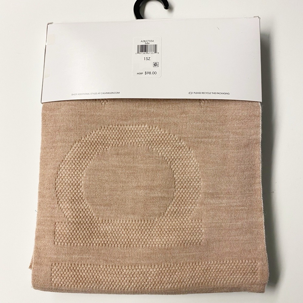 NWT Calvin Klein Tan Beanie Hat And Scarf Set