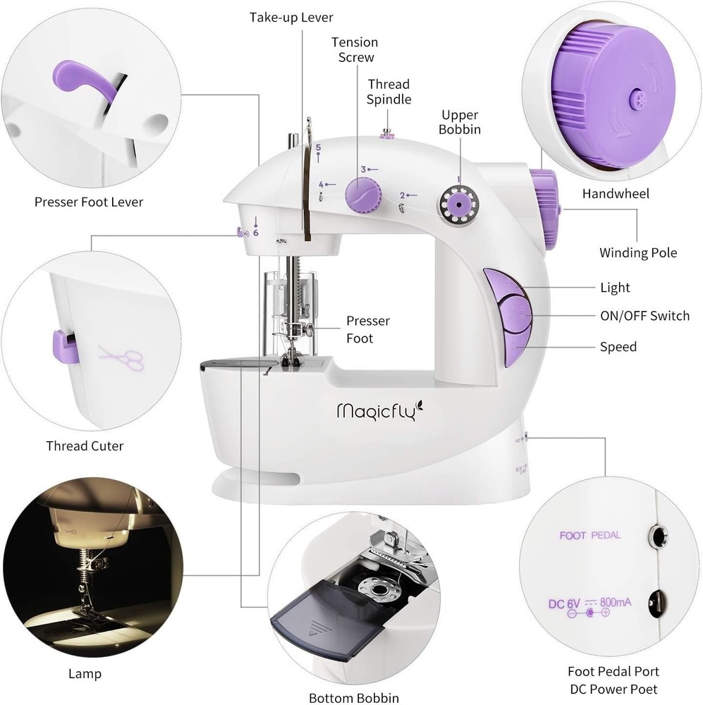 Mini Sewing Machine with Extension Table, Dual Speed Portable Sewing Machine ...