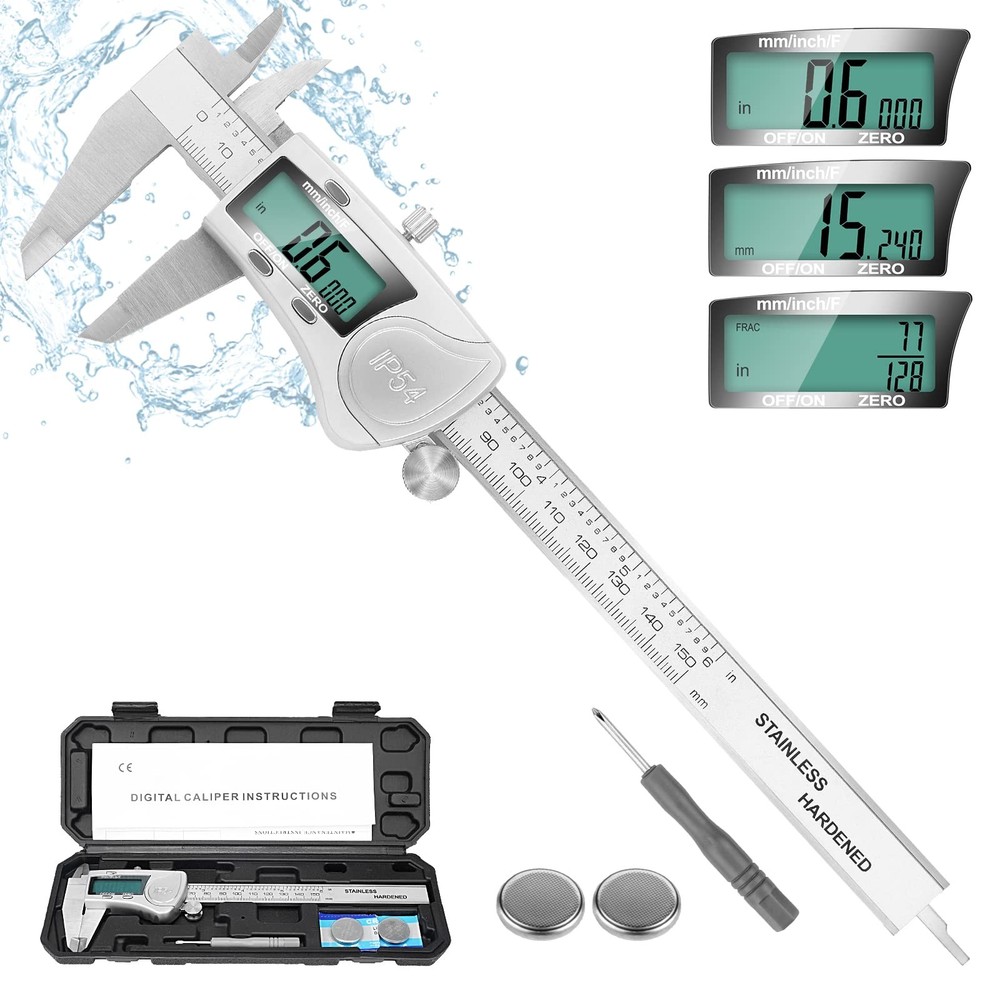 Digital Caliper Measuring Tool, IP54 Waterproof Electronic Micrometer Caliper...