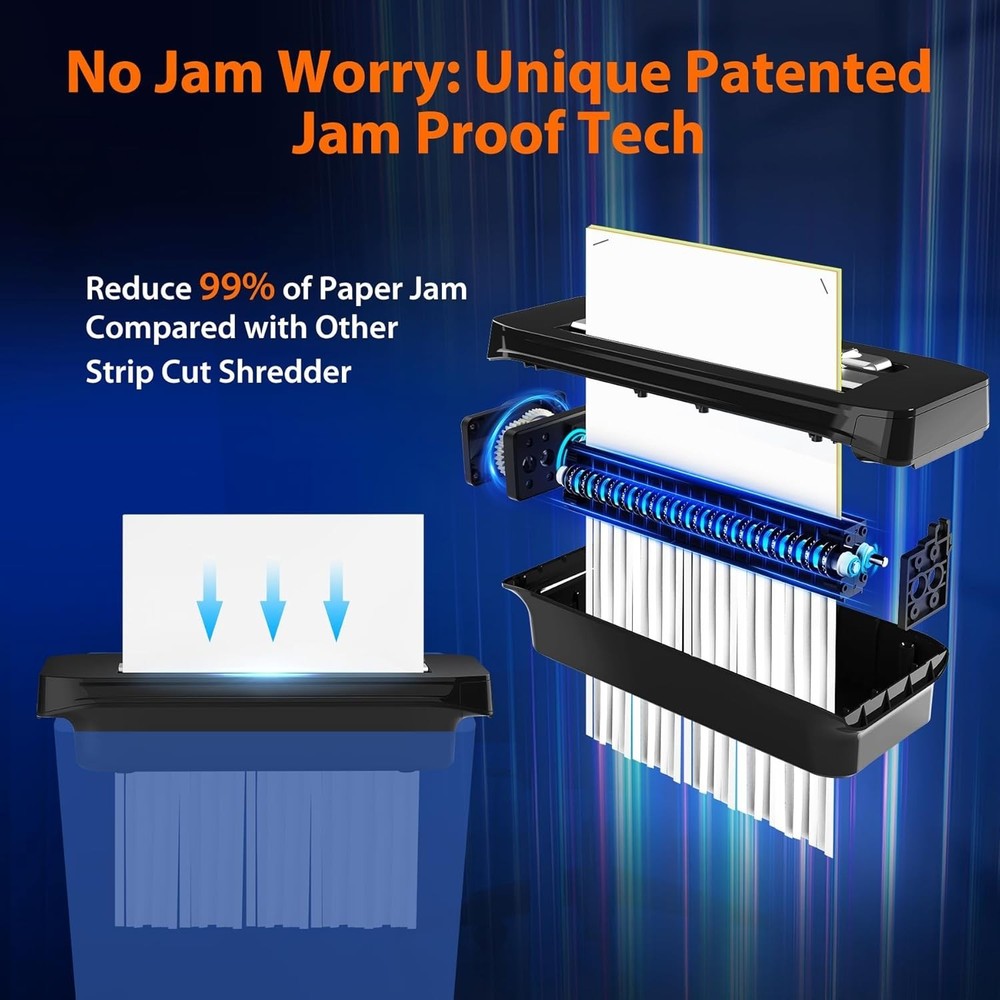 Efficient 6-Sheet Shredding Machine - Portable with Automatic Start-Stop Feature
