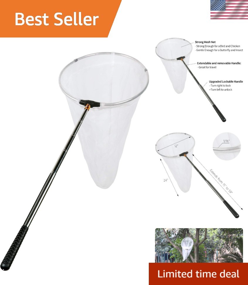 Telescopic 12-Inch Butterfly Net - Capturing Insects with Ease & Durability