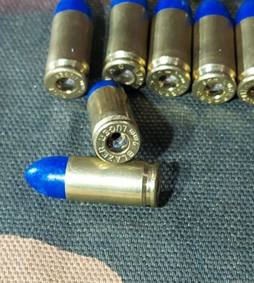 9MM LUGER SNAP CAPS SET OF 20 (BLUE+BRASS) REAL 115GN WEIGHT!!!