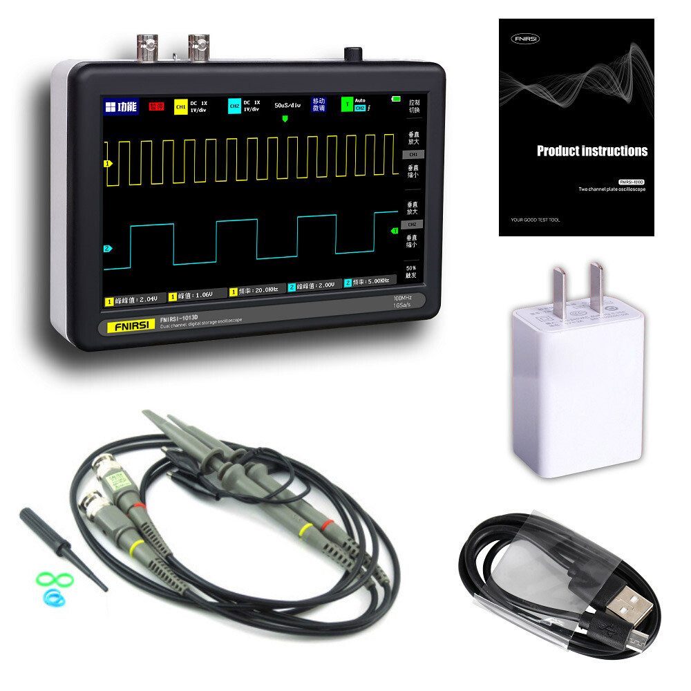 Mini 7”Touch Panel Digital Tablet Oscilloscope 2CH 100MHz Bandwidth FNIRSI 1013D
