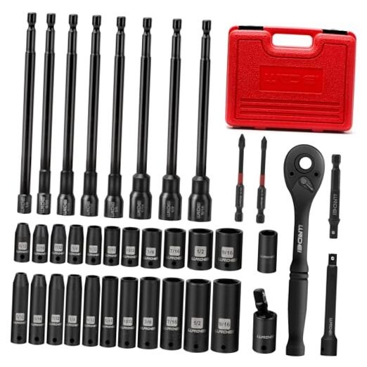 1/4" Drive Socket Set & Nut Driver Set 38PCS,1/4-Inch Sockets 38PCS SAE