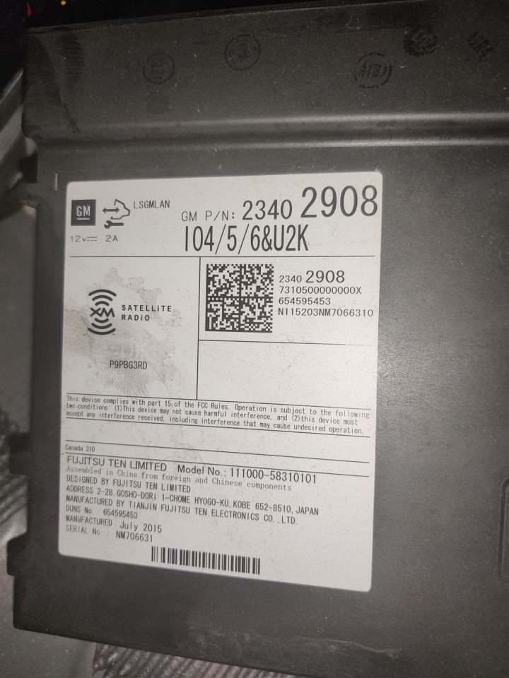 CONTROL PANEL OEM 2016 CHEVROLET VOLT 1YR WRNTY