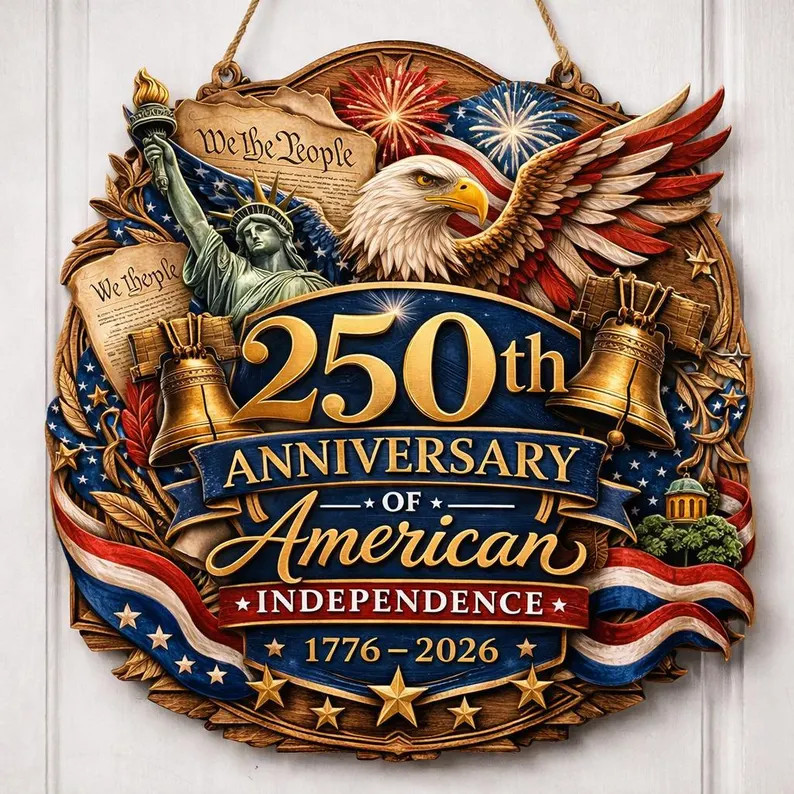 Personalized USA 250th Wall Sign with Rope
