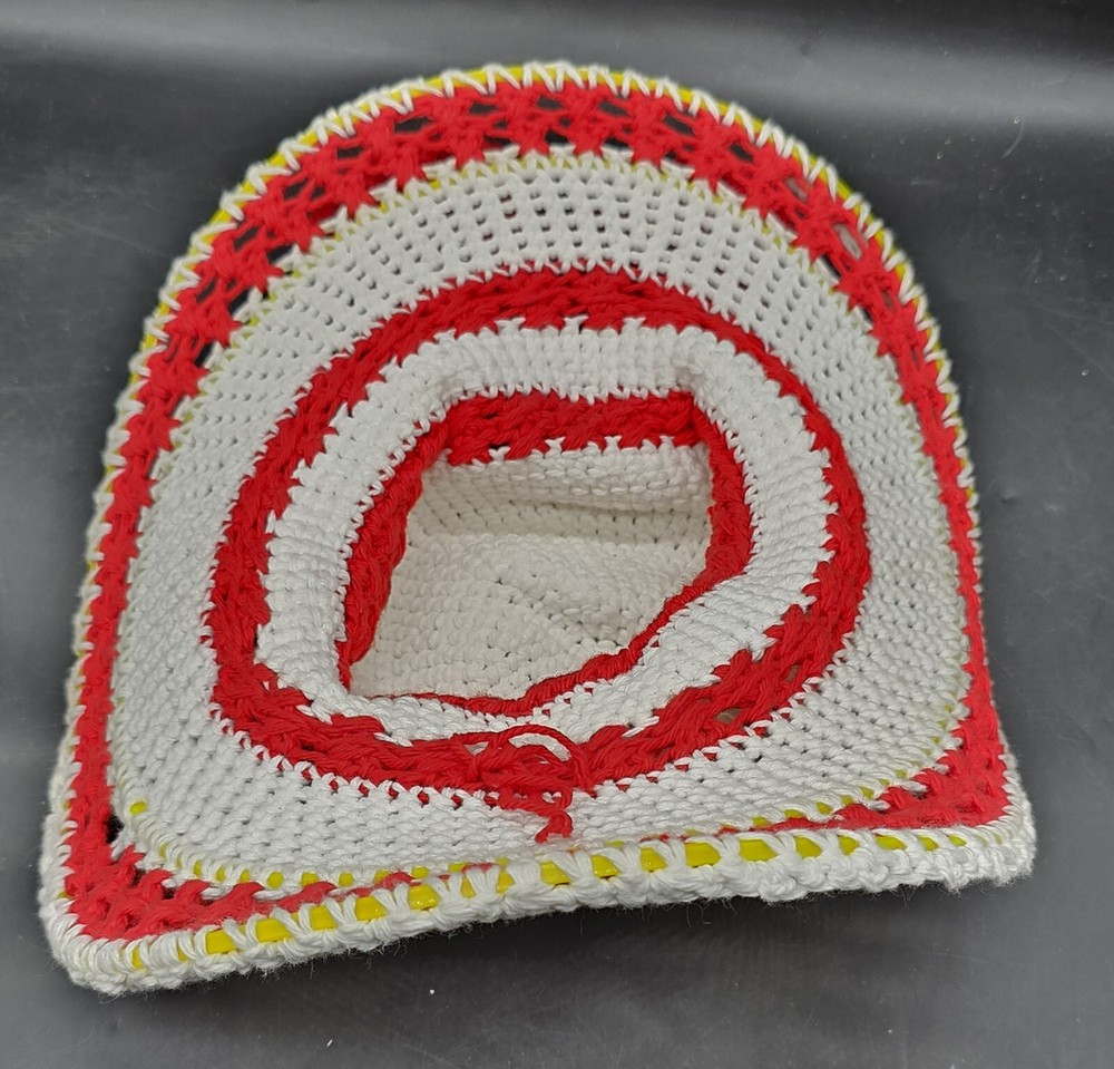 Handmade Crocheted Hat Red White