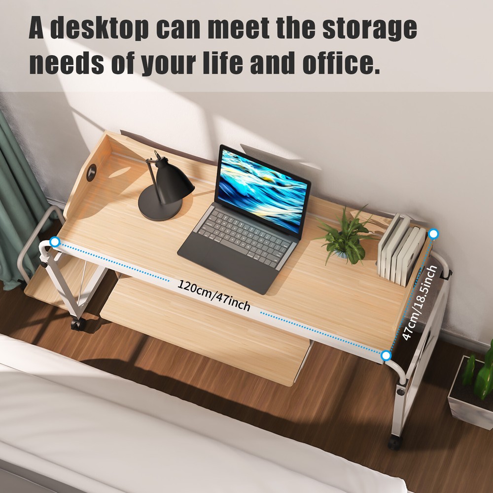 Mobile Adjustable Home Office Desk - Cross-Bed Stretchable & Movable Design