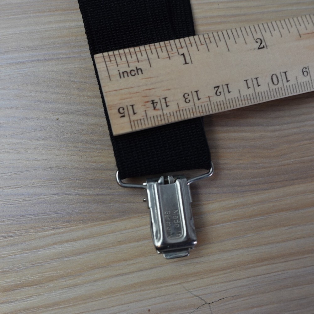 Suspender Mens Black Clip On X Back Adjustable Strap Stretch Elastic
