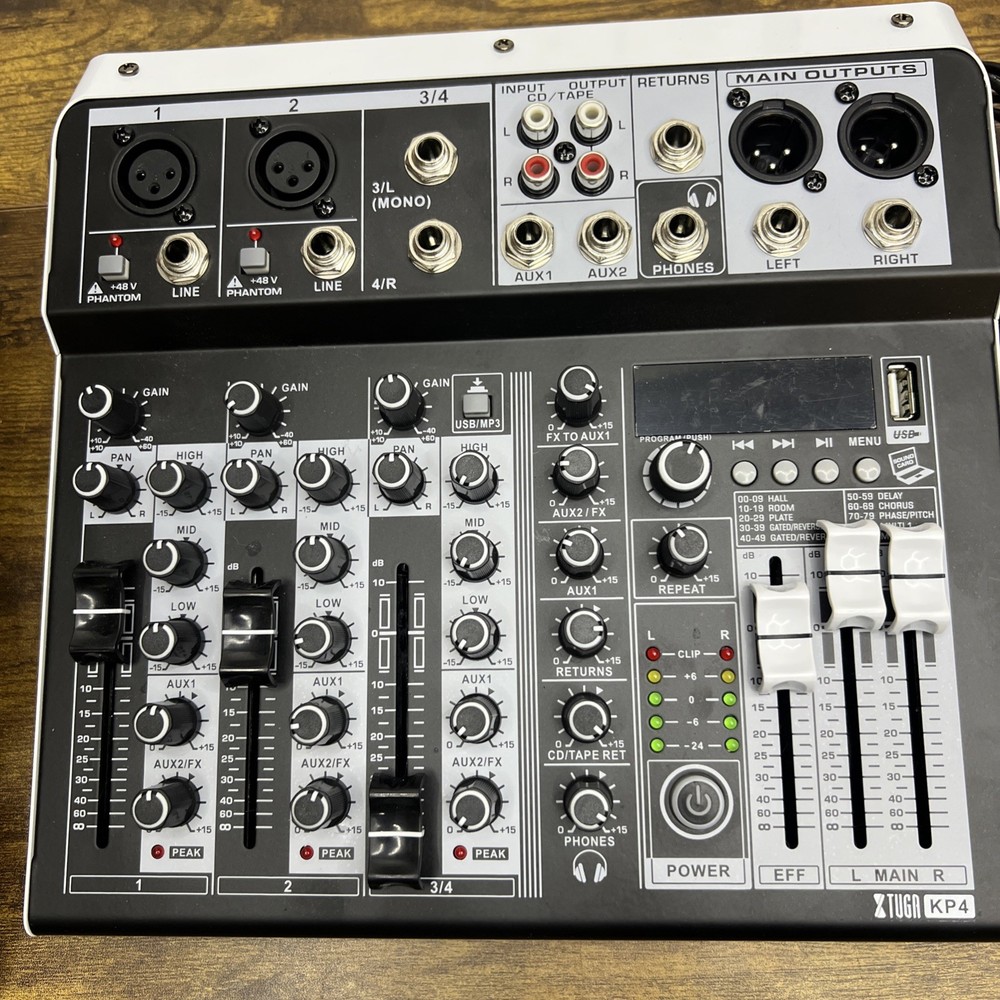 XTUGA KP4 4 Channel Audio Mixer, 16-Bit DSP Effect USB Audio Interface Effects