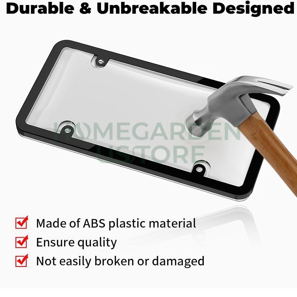 2X Unbreakable License Plate Covers+Frames Auto Tag Shield Protector Front Rear
