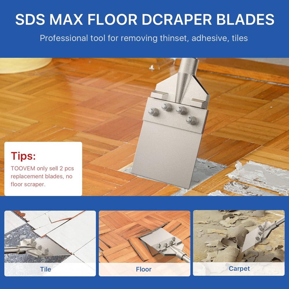 2PCS Replacement Floor Scraper Blades for Sds-Max Floor Scraper, 6 Inch Wide Fl
