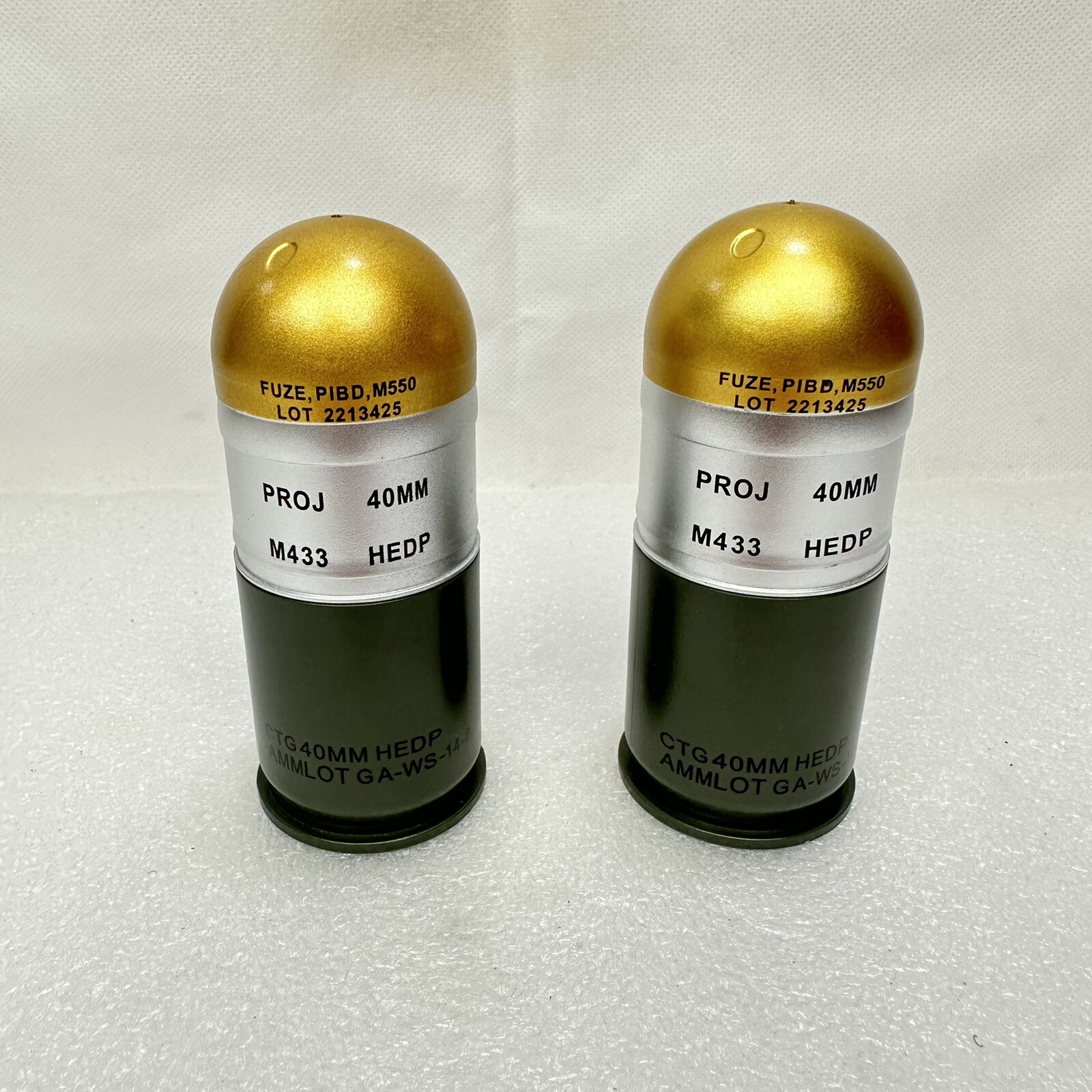 2 - Replica Inert 40MM HEDP M433 Fake Non Functional M203 M32A1 M320 Rounds