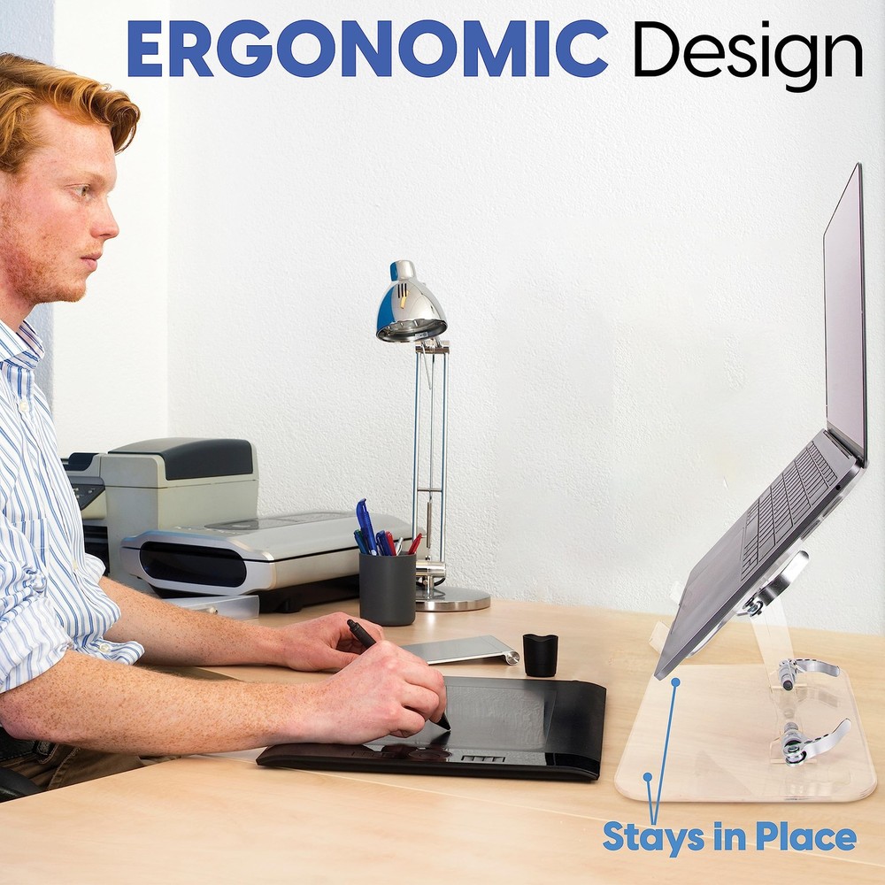 DuraClear Acrylic Laptop Stand for Desk – Ergonomic Adjustable Acrylic Comput...