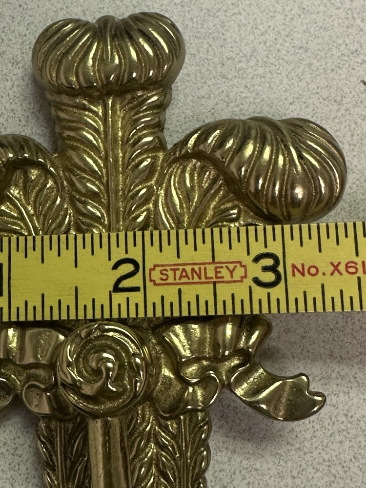 Vintage Solid Brass Plume Intricate Coat Hook