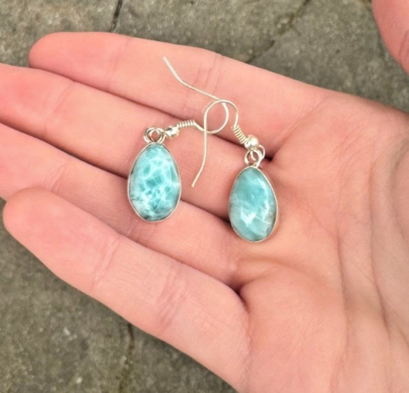 Natural larimar earrings