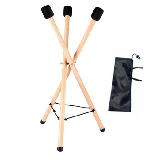 Handpan Stand & Tongue Drum Holder - Adjustable Solid Wood Tripod Bracket for