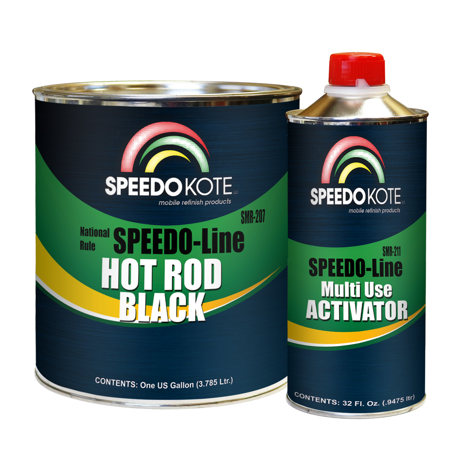 Hot Rod Black Paint, Satin 2K Urethane, 4:1 Gallon Kit w/Activator, SMR-207/211