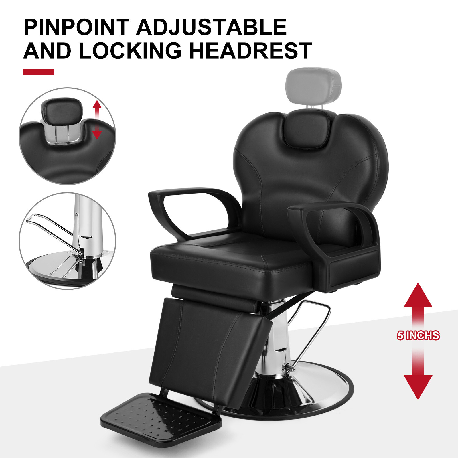 Black All Purpose Reclining Hydraulic Barber Chair Heavy Duty Salon Spa Beauty