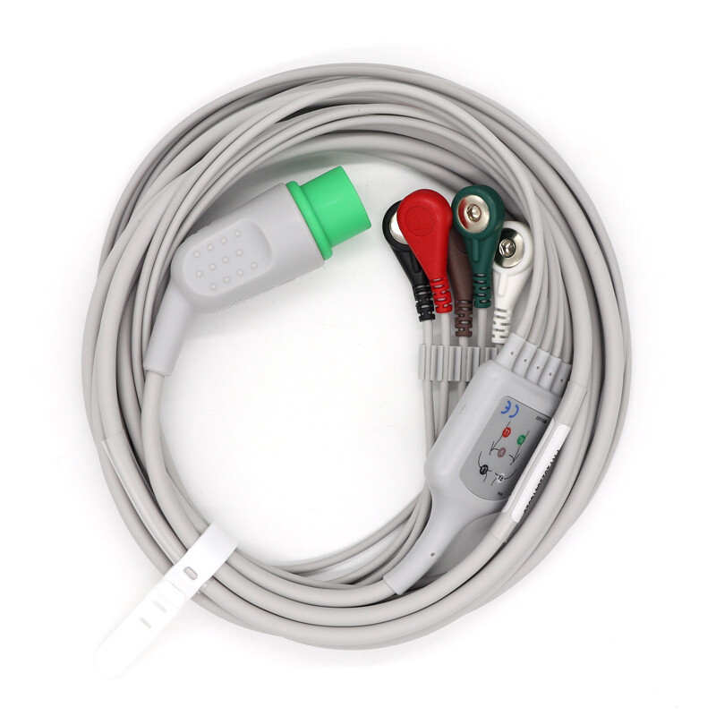 Compatible With Spacelabs 17 Pin 5 Leads Snap ECG EKG Cable