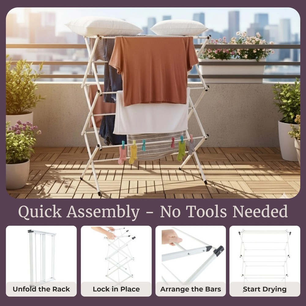 Lavish Home Foldable Clothes Drying Rack - Laundry Drying Rack Collapsible