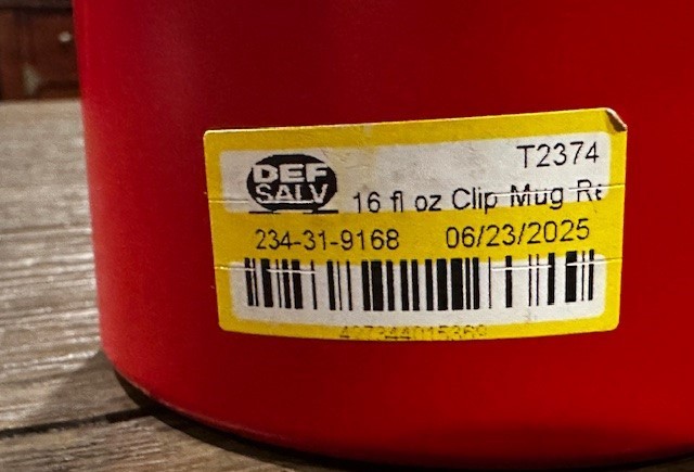 Red Stainless Steel 16oz Mug with Carabiner Handle. Brand New Coffee Mug