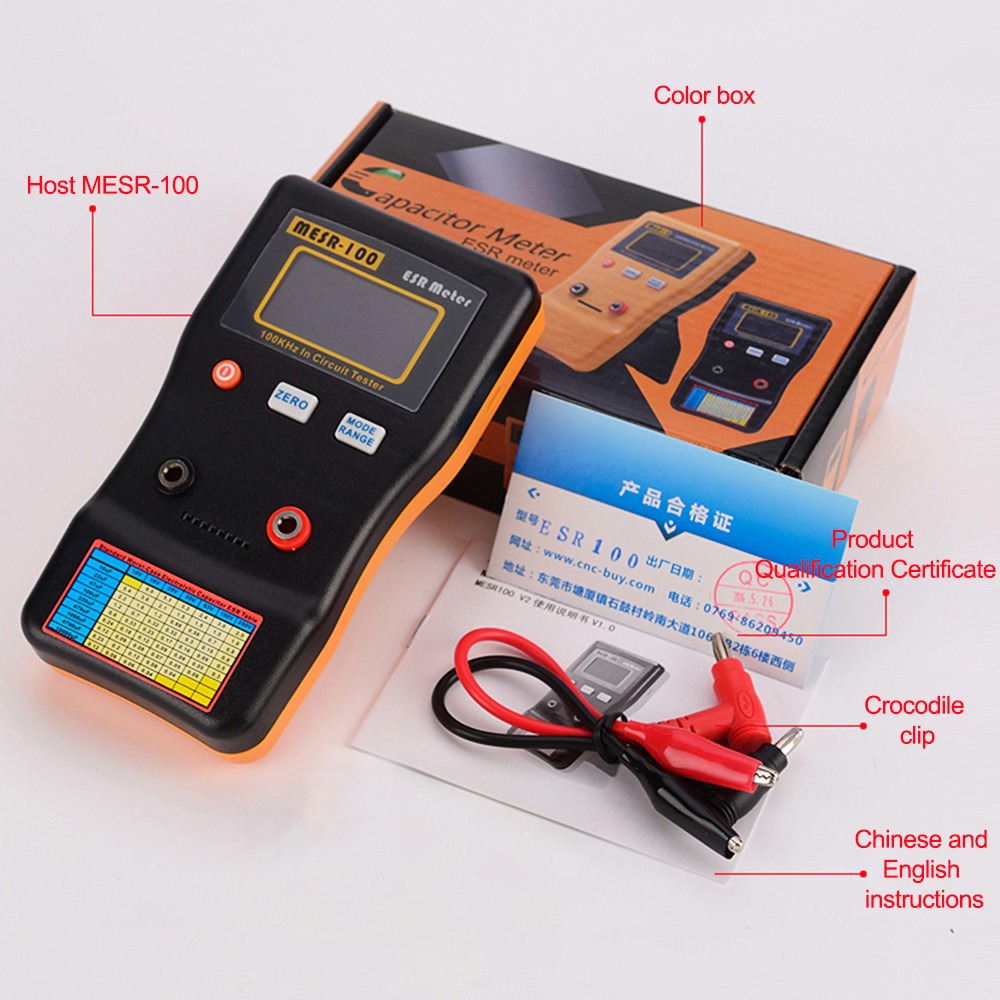 MESR-100 ESR Capacitance Ohm Meter Capacitance Internal Resistance Circuit Test