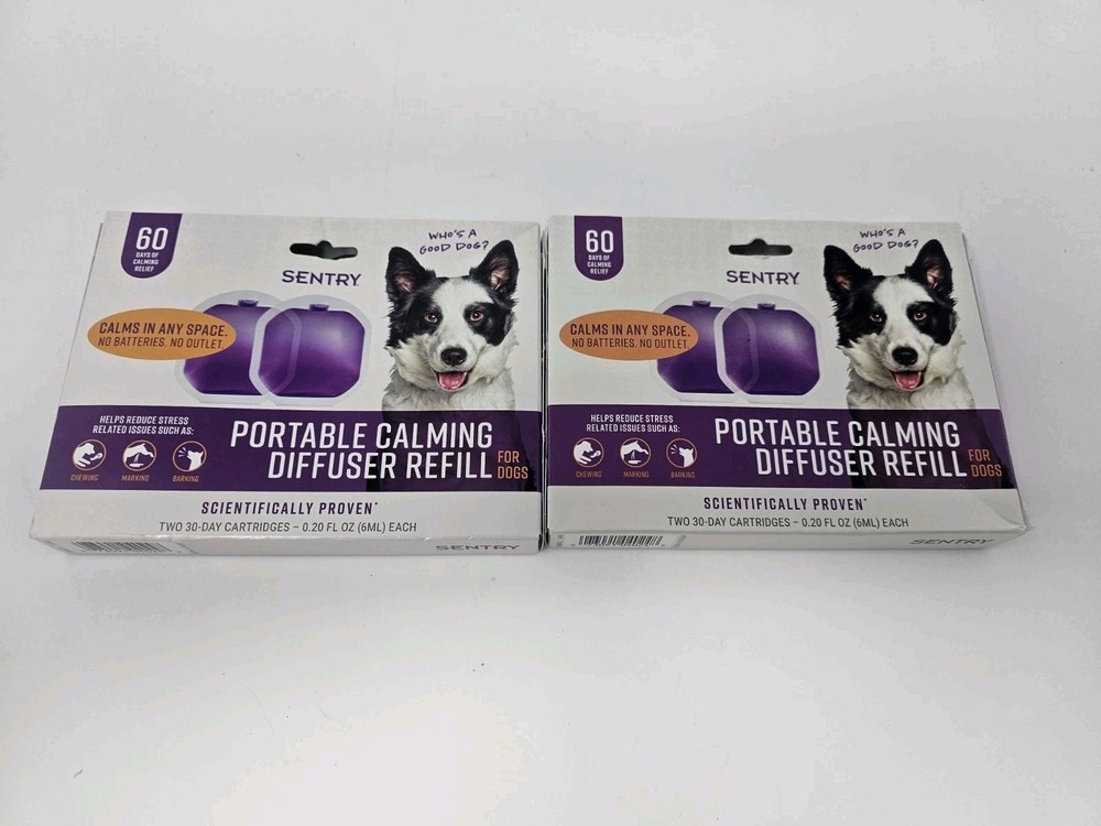 SENTRY Portable Pheromone Calming Diffuser Refill for Dogs 2 Boxes 120 Day Total