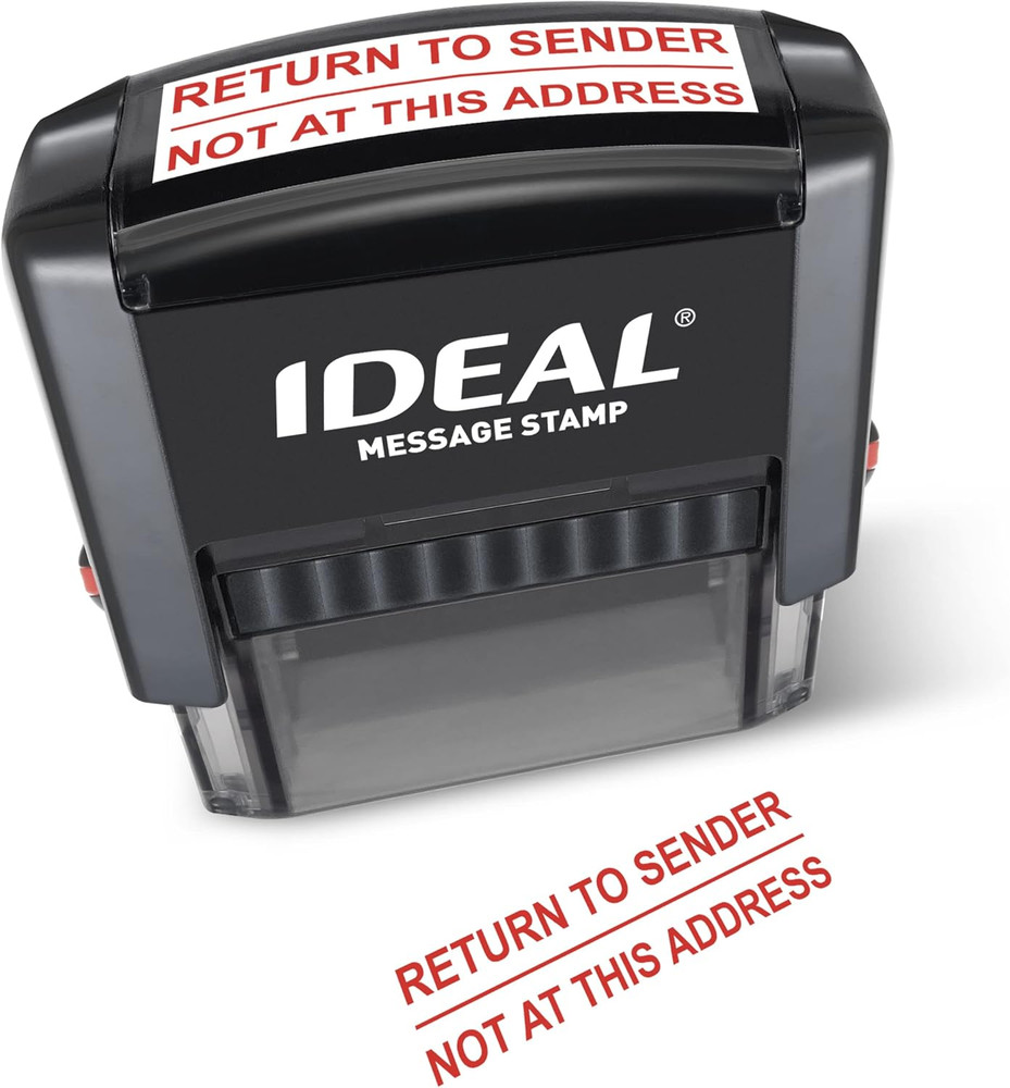 Self Inking Stamp – Return to Sender, NOT at This Address – Red Ink, Impression