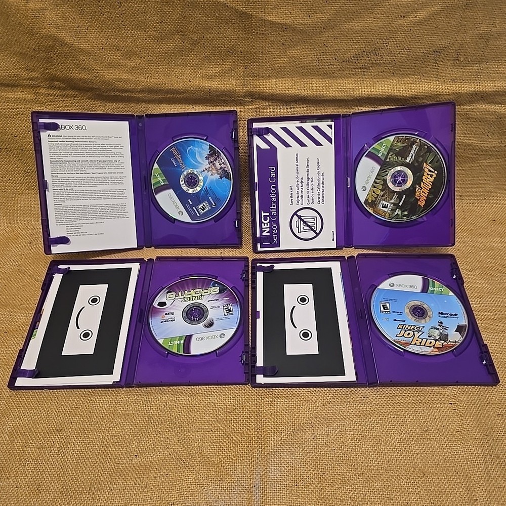 2 Xbox 360 Kinect Sensor Bundle Lot With 4 Games Power Cord 1429 "Untested"