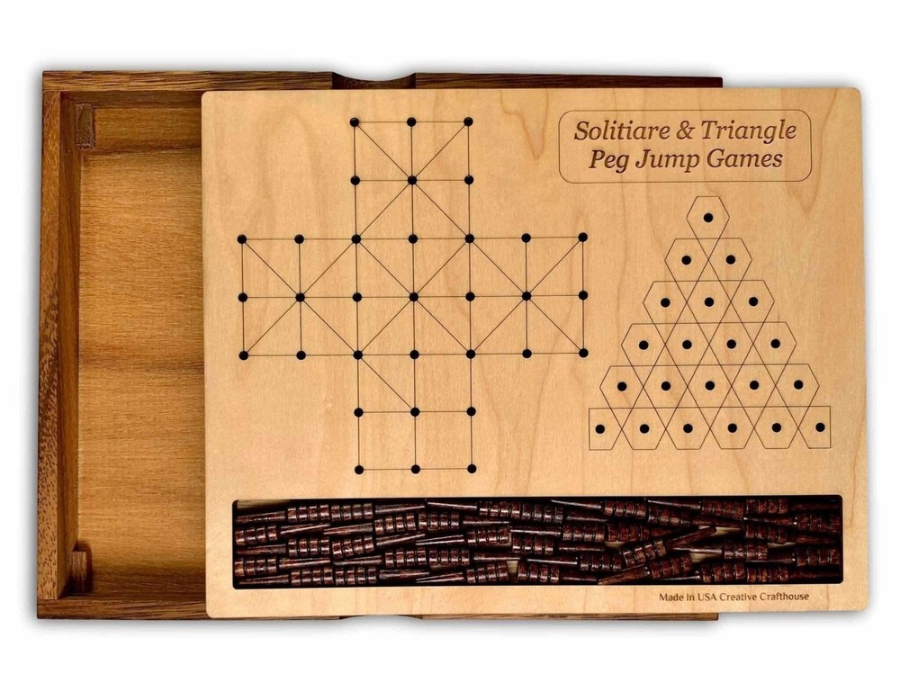 Solitaire & Triangle Peg Jump Board Games