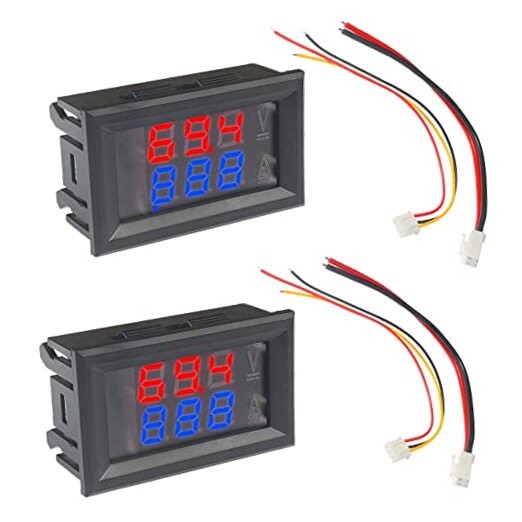 LED Digital Voltmeter Ammeter, Mini DC Digital Multimeter 100V 10A, Blue Red